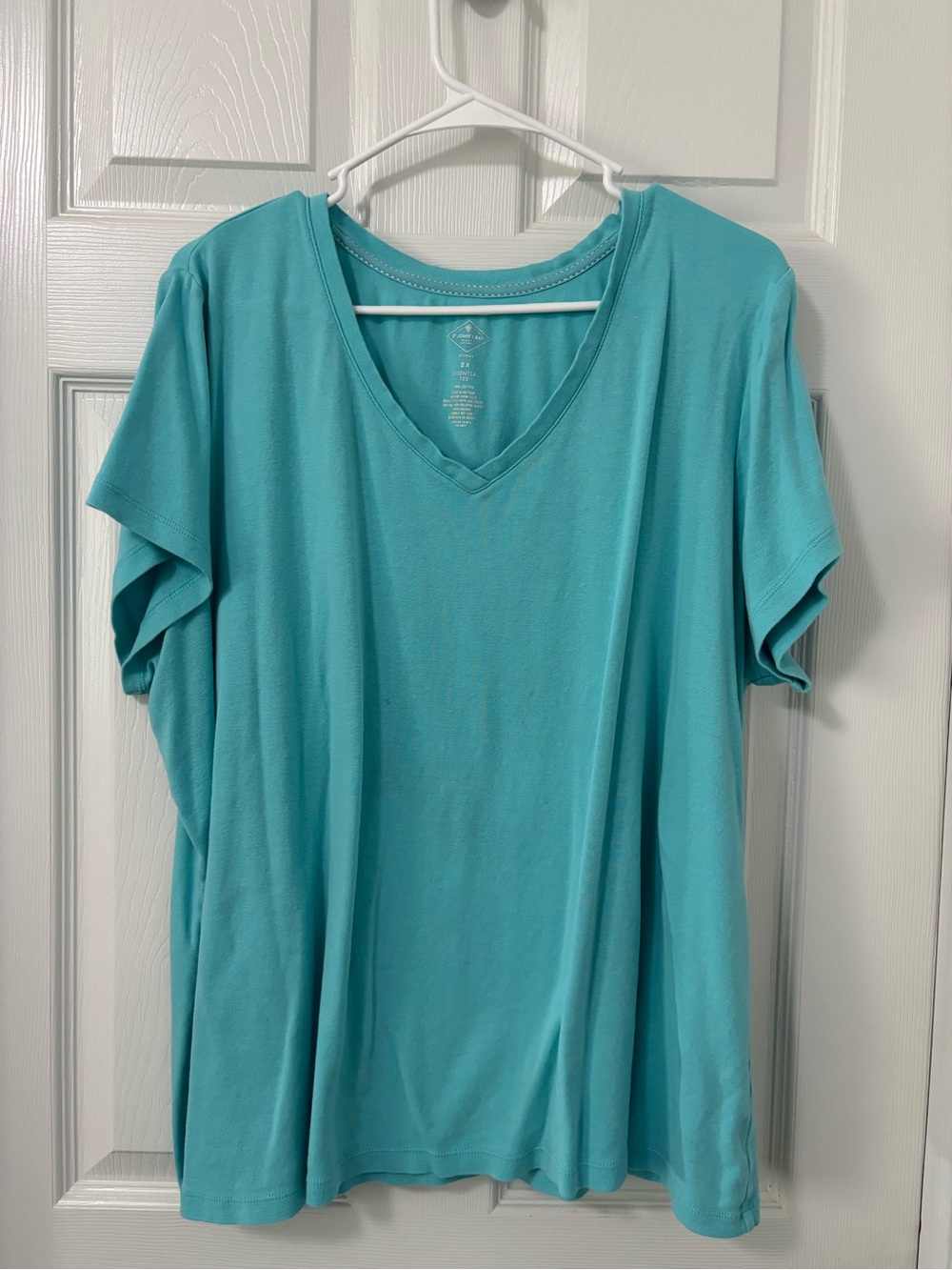 St. John's Bay V-Neck Short Sleeve Tee - Aqua/Turquoise